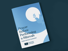 Load image into Gallery viewer, Folded Tefillah Card – “Before a Mitzvah” by Rabbi Michoel Gutmacher – Elegant Blue Design – Inspirational Prayer Booklet